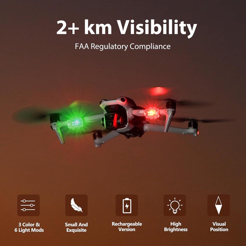 STARTRC Drone Strobe Light Anti Collision Night Flight, 3 Colors 5 Strobe Modes Drone Light for DJI Mini 5 pro/4 pro/3 Neo 2 Flip Air 3S Mini 4K Accessories(2 PCS) - Image 3